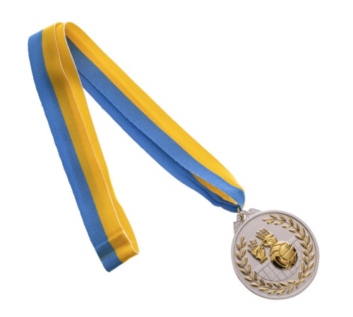 Медаль спортивна зі стрічкою двоколірна тематична SP-Sport Волейбол ø6,5см золото, срібло, бронза