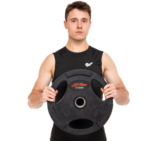 Млинці диски гумові з потрійним хватом та металевою втулкою LIFE FITNESS 51мм 25кг чорний