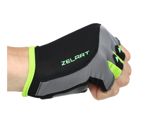 Рукавиці спортивні ZELART WorkOut розмір S-XL чорний-салатовий