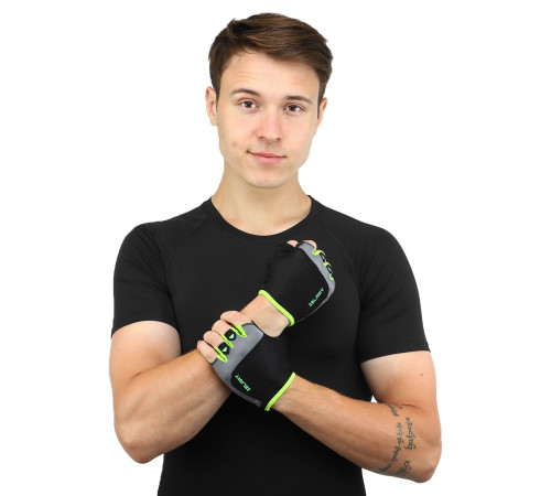 Рукавиці спортивні ZELART WorkOut розмір S-XL чорний-салатовий