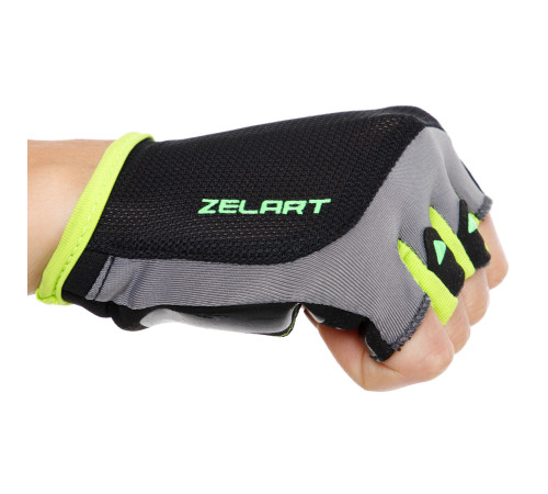 Рукавиці спортивні ZELART WorkOut розмір S-XL чорний-салатовий