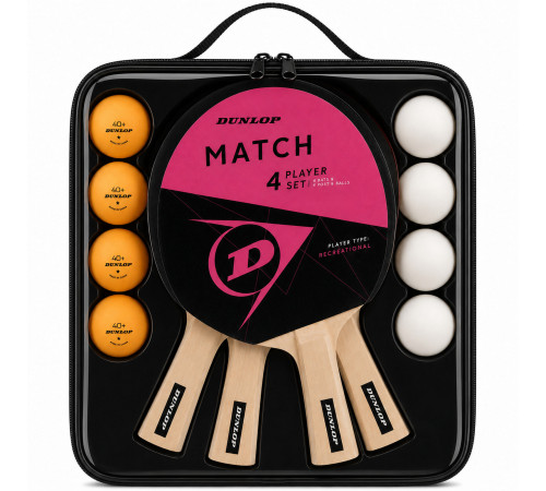 Набір для настільного тенісу DUNLOP TT AC MATCH 4 PLAYER SET 4 ракетки 6 м'ячів чохол