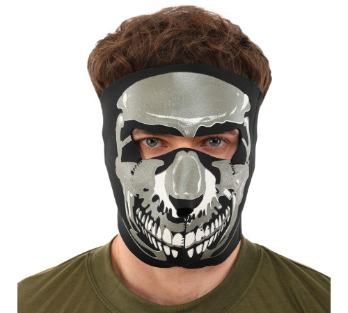 Маска лицьова вітрозахисна SP-Sport Chrome Skull чорний