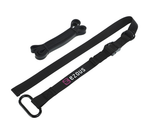 Стропа тренировочная с резиновой петлей для подтягивания TRAINING STRAP EZOUS черный-фиолетовый