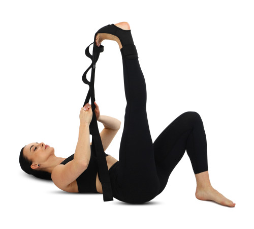 Стрічка стропа з петлями для розтяжки STRETCHING STRAP EZOUS 8 петель чорний