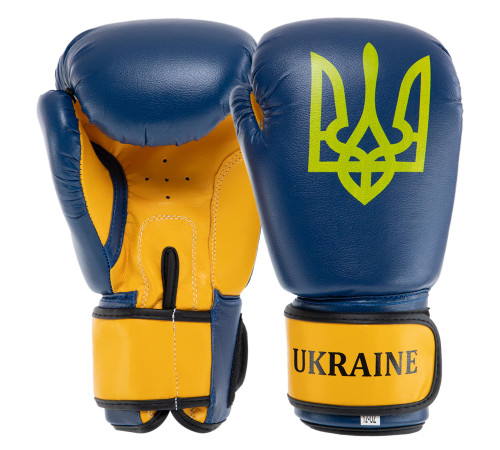 Рукавиці боксерські на липучці PVC UKRAINE 2-16 унцій синій-жовтий