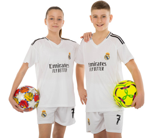 Форма футбольная детская с символикой футбольного клуба REAL MADRID VINI JR 7 домашняя 2025 SP-Sport 20-30 белый