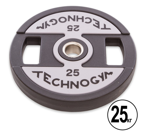 Млинці диски поліуретанові 2 Handle металева втулка TECHNOGYM 51мм 25кг чорний