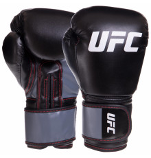Рукавиці боксерські на липучці PU UFC Boxing 10 унцій чорний