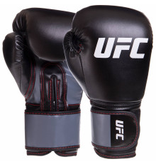 Рукавиці боксерські на липучці PU UFC Boxing 14 унцій чорний