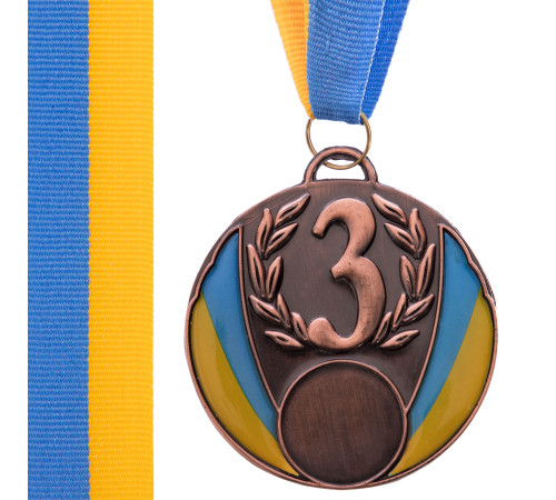 Медаль спортивная с лентой SP-Sport UKRAINE с украинской символикой ø6,5см золото, серебро, бронза