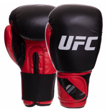 Рукавиці боксерські на липучці PU UFC PRO Compact S-M червоний-чорний