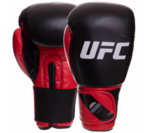 Рукавиці боксерські на липучці PU UFC PRO Compact S-M червоний-чорний