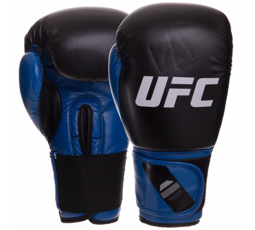 Рукавиці боксерські на липучці PU UFC PRO Compact S-M синій-чорний