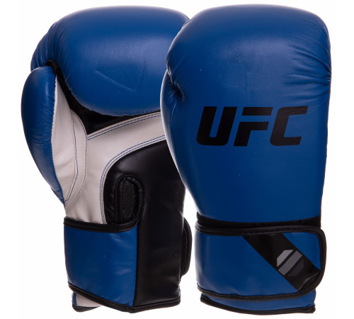 Рукавиці боксерські на липучці PU UFC PRO Fitness 18 унцій синій