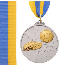 Медаль спортивна зі стрічкою двоколірна тематична SP-Sport Футбол ø6,5см золото, срібло, бронза