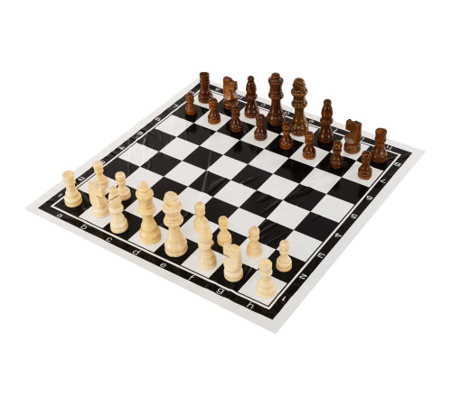 Шахматы настольная игра деревянные с виниловым игровым полем SP-Sport (3105) размер короля 9 см пешки 4 см