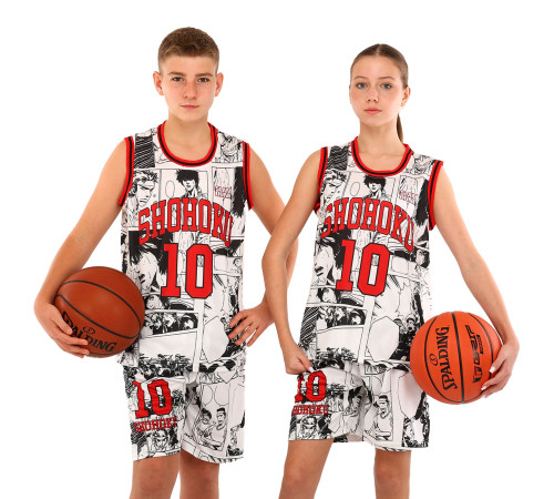 Форма баскетбольная детская NBA клуб Shuhoku 10 S-2XL белый-красный