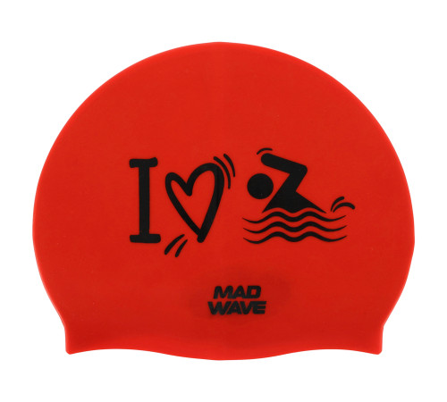 Шапочка для плавання силіконова для дорослих MadWave LOVE SWIMMIMG червоний