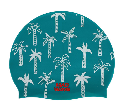 Шапочка для плавання силіконова для дорослих MadWave PALM TREE зелений