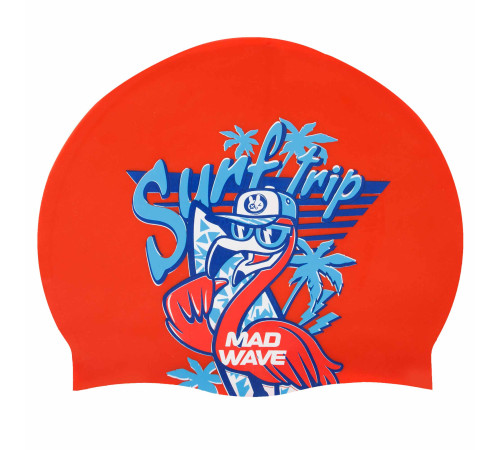 Шапочка для плавання силіконова юніорська MadWave Junior FLAMINGO червоний