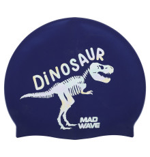 Шапочка для плавання силіконова юніорська MadWave Junior DINOSAUR темно-синій