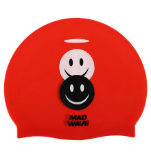Шапочка для плавання силіконова юніорська MadWave Junior EMOJI червоний