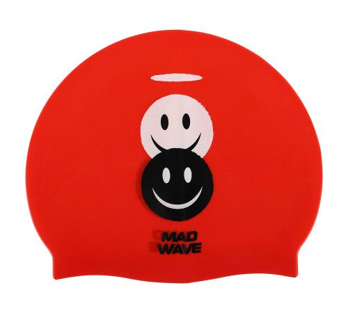 Шапочка для плавання силіконова юніорська MadWave Junior EMOJI червоний