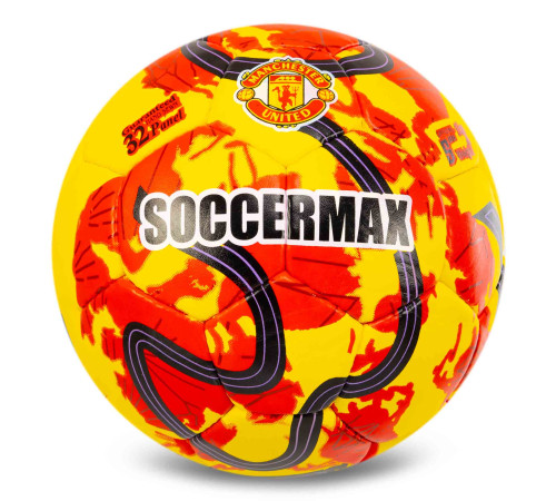 М'яч футбольний SOCCERMAX MANCHESTER UNITED №5 PU жовтий-червоний