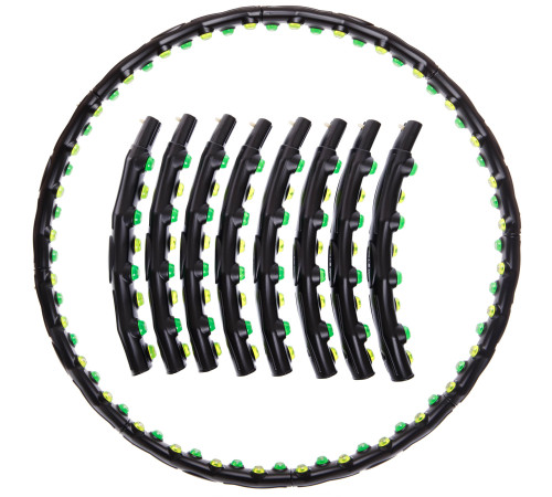Обруч для похудения массажный разборной Хула Хуп Hula Hoop DOUBLE GRACE MAGNETIC 8 секций черный
