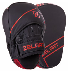 Лапа боксерська вигнута тренувальна шкіра Zelart 25x18x5см 2штуки кольори в асортименті