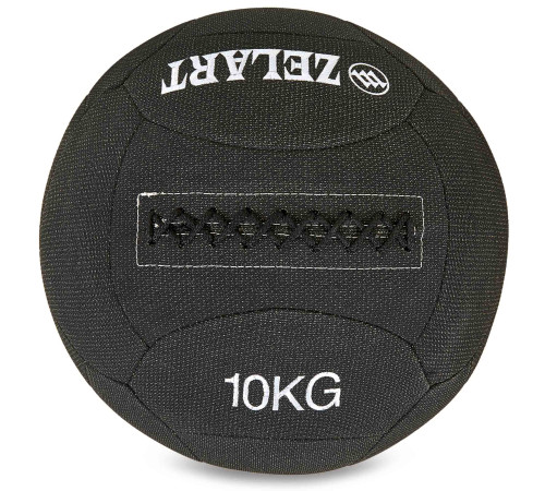М'яч набивний медичний для кросфіту в кевларовій оболонці WALL BALL Zelart 10кг чорний