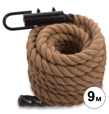 Канат для лазіння із сизалю з кріпленням COMBAT BATTLE ROPE Zelart 9м коричневий