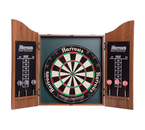 Дартс із кабінетом для мішені з Сизалю Sisal 6 дротиків і мішень Harrows PROS CHOICE COMBO SET 46см