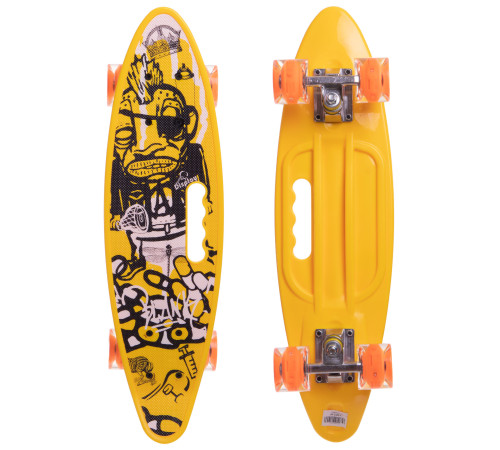 Пенні борд Penny Board круїзер пластиковий з колесами які світяться та ручкою для перенесення 24" SP-Sport жовтий-чорний