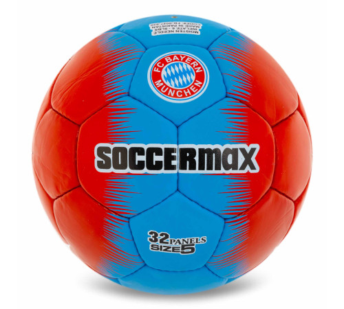 М'яч футбольний SOCCERMAX BAYERN №5 PU червоний-блакитний