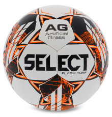 М'яч футбольний SELECT FLASH TURF FIFA BASIC V23 №4 білий помаранчевий