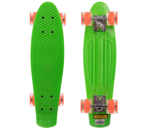 Пенні борд Penny Board круїзер пластиковий з колесами які світяться SP-Sport салатовий-помаранчевий