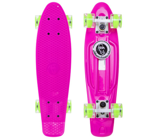 Пенні борд Penny Board круїзер пластиковий з колесами які світяться FISH рожевий-білий-салатовий