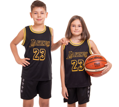 Форма баскетбольна дитяча NBA клуб Los Angeles Lakers 23 S-2XL чорний-жовтий