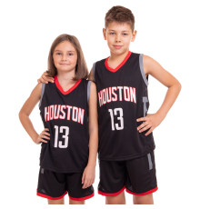 Форма баскетбольна дитяча NBA клуб Houston Rockets 13 S-2XL чорний-червоний