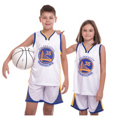 Форма баскетбольна дитяча NBA клуб Golden state warriors 35 S-2XL білий-синій-жовтий
