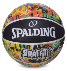 М'яч баскетбольний гумовий SPALDING GRAFFITI розмір 7 чорний-жовтий