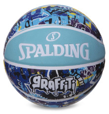 М'яч баскетбольний гумовий SPALDING GRAFFITI розмір 7 блакитний-синій