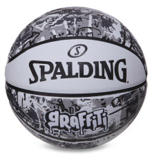 М'яч баскетбольний гумовий SPALDING GRAFFITI розмір 7 білий-чорний