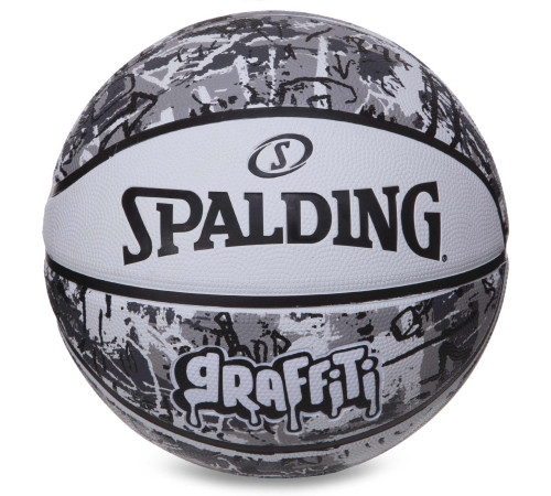 М'яч баскетбольний гумовий SPALDING GRAFFITI розмір 7 білий-чорний