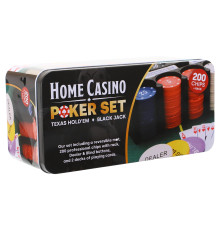 Набір для покеру в металевій коробці Home Casino Poker set SP-Sport 200 фішок