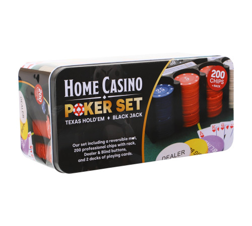 Набір для покеру в металевій коробці Home Casino Poker set SP-Sport 200 фішок