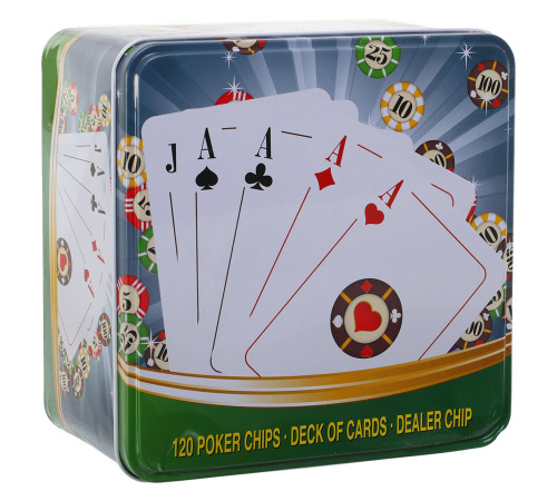 Набір для покеру в металевій коробці Poker game set SP-Sport 120 фішок