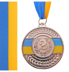 Медаль спортивна зі стрічкою SP-Sport UKRAINE з українською символікою ø6,5см золото, срібло, бронза